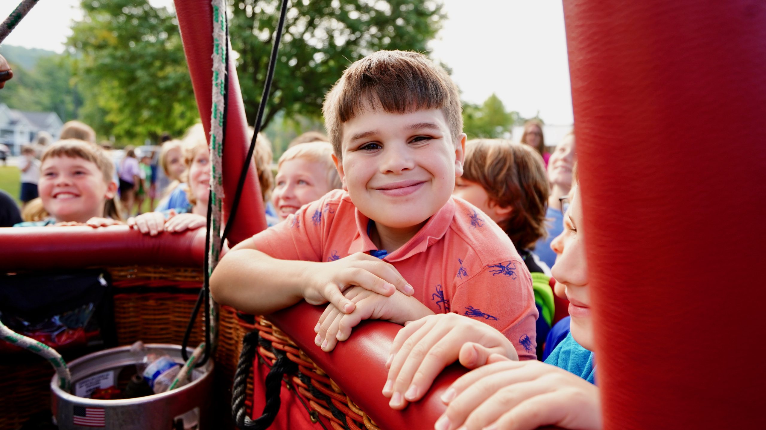 Elementary school student in bounce house